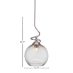 Capri One Light Pendant in Brushed Nickel with 13.75" Micro Bubble Ribbed Shade