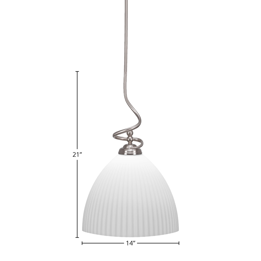 Capri One Light Pendant in Brushed Nickel with 14" Opal Frosted Shade