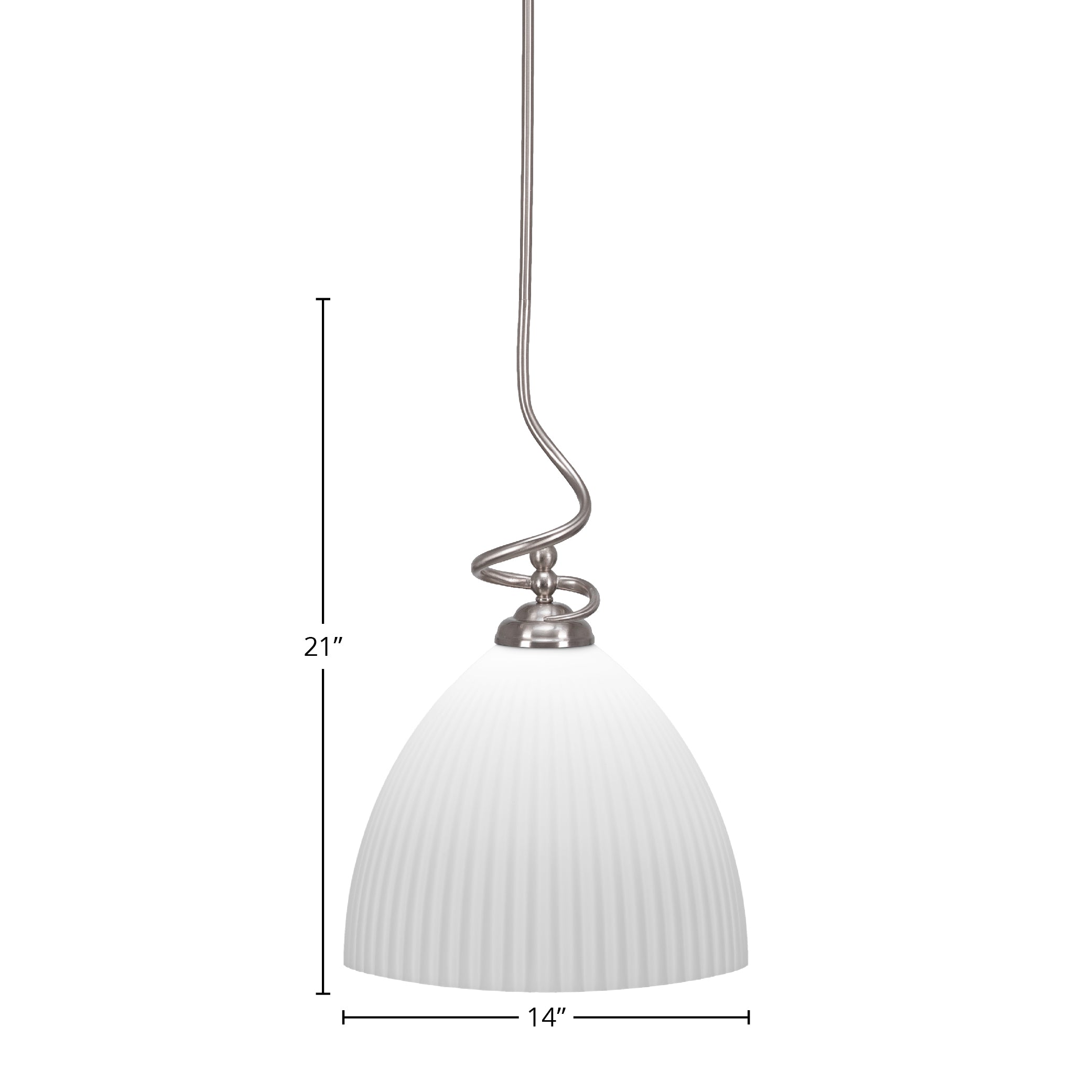 Capri One Light Pendant in Brushed Nickel with 14" Opal Frosted Shade