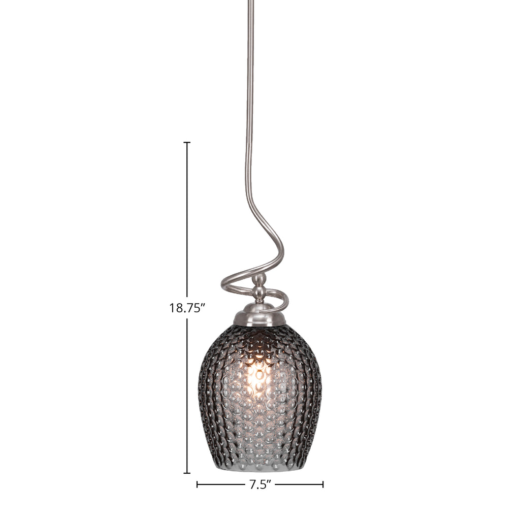 Capri One Light Pendant in Brushed Nickel with 7.5" Smoke Textured Shade