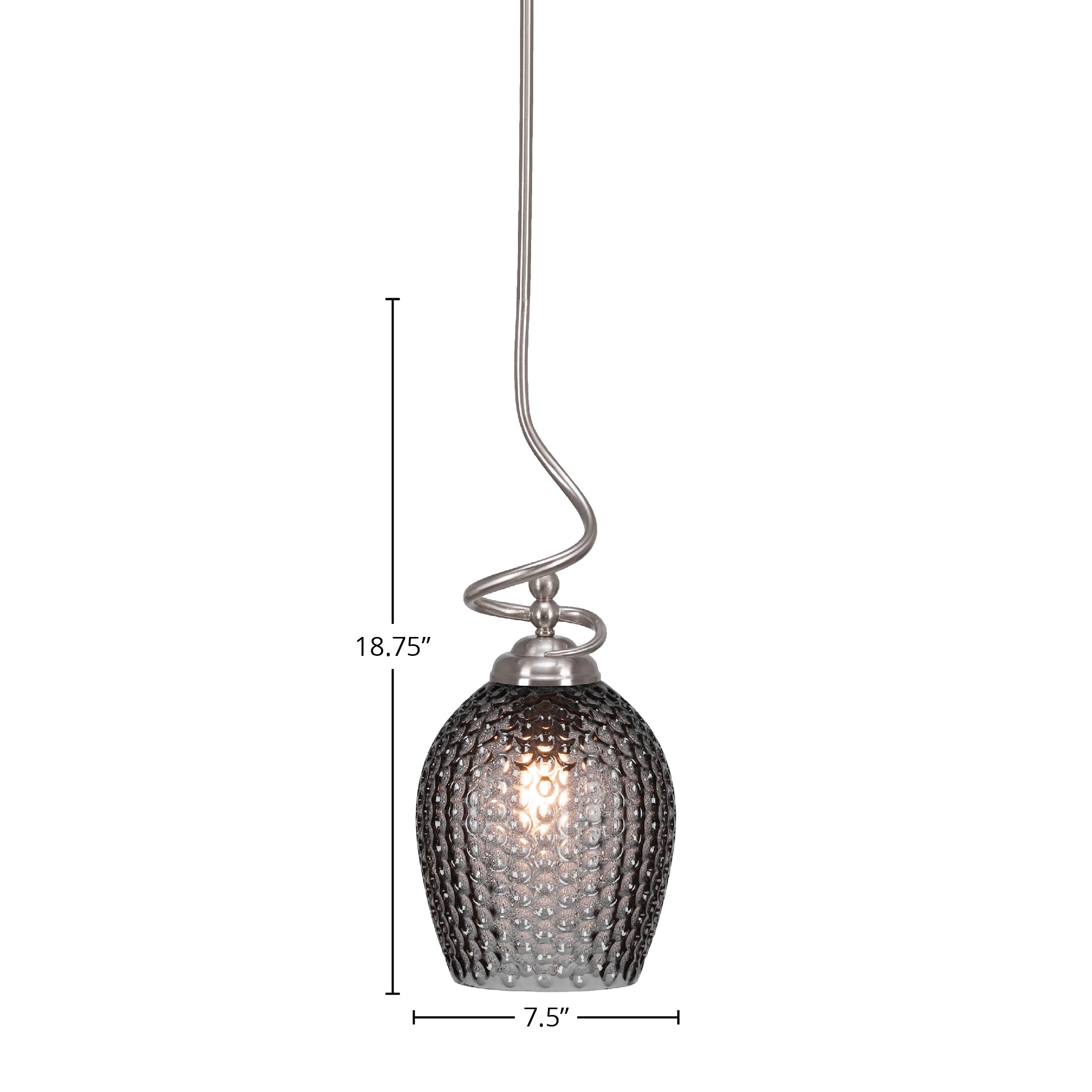 Capri One Light Pendant in Brushed Nickel with 7.5" Smoke Textured Shade