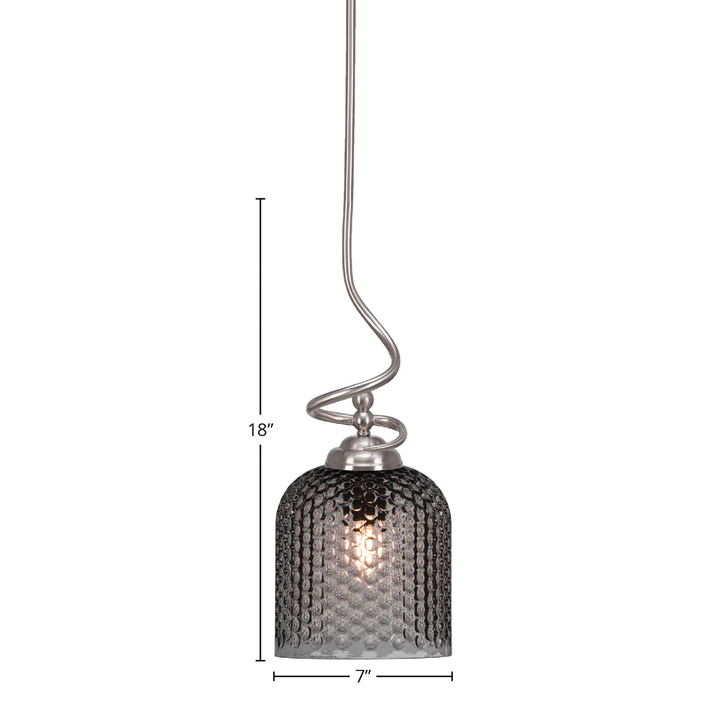 Capri One Light Pendant in Brushed Nickel with 7" Smoke Textured Shade