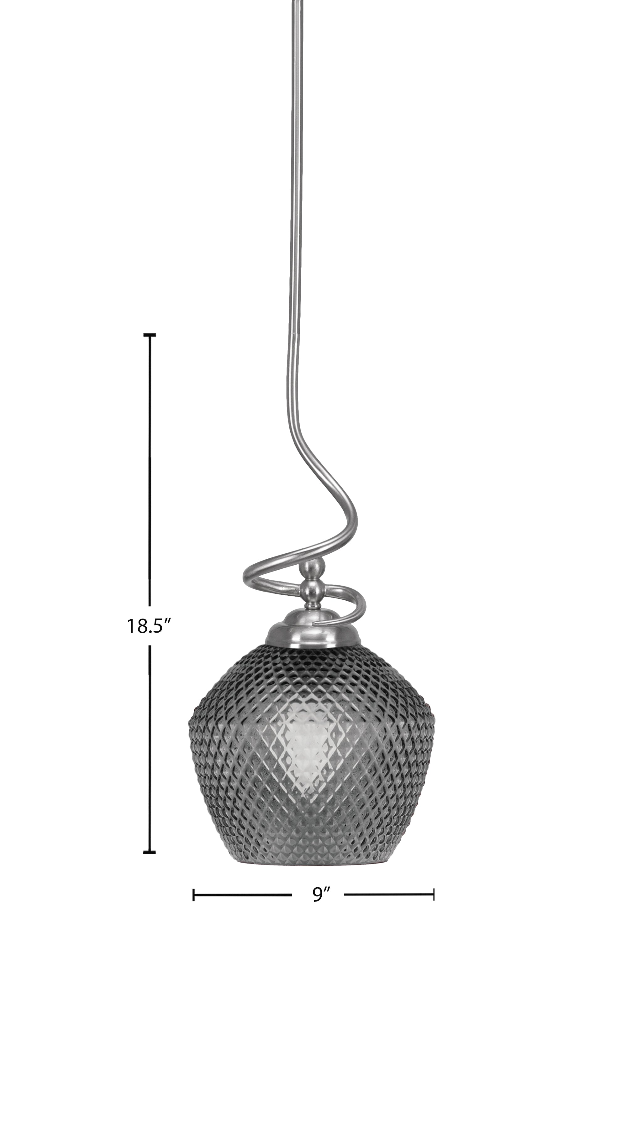 Capri One Light Pendant in Brushed Nickel with 9" Smoke Textured Shade