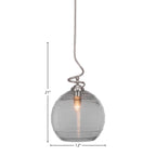 Capri One Light Pendant in Brushed Nickel with 12" Clear Ribbed Shade