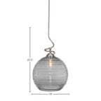 Capri One Light Pendant in Brushed Nickel with 14" Smoke Ribbed Shade