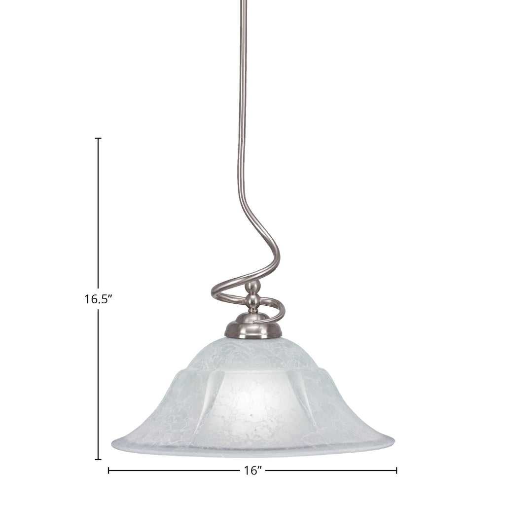 Capri One Light Pendant in Brushed Nickel with 16" White Marble Shade