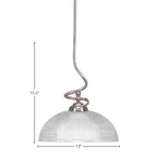 Capri One Light Pendant in Brushed Nickel with 13" Clear Ribbed Shade