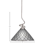Capri One Light Pendant in Brushed Nickel with 16" Diamond Ice Art Glass Shade