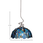 Capri One Light Pendant in Brushed Nickel with 7" Blue Mosaic Art Glass Shade