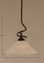 Capri One Light Pendant in Dark Granite with 16" Frosted Crystal Shade