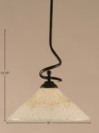 Capri One Light Pendant in Dark Granite with 16" Gold Ice Shade
