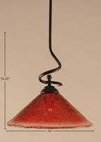 Capri One Light Pendant in Dark Granite with 16" Raspberry Crystal Shade