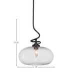 Capri One Light Pendant in Matte Black with 13" Clear Bubble Shade