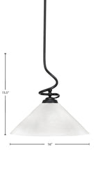Capri One Light Pendant in Matte Black with 16" White Marble Shade