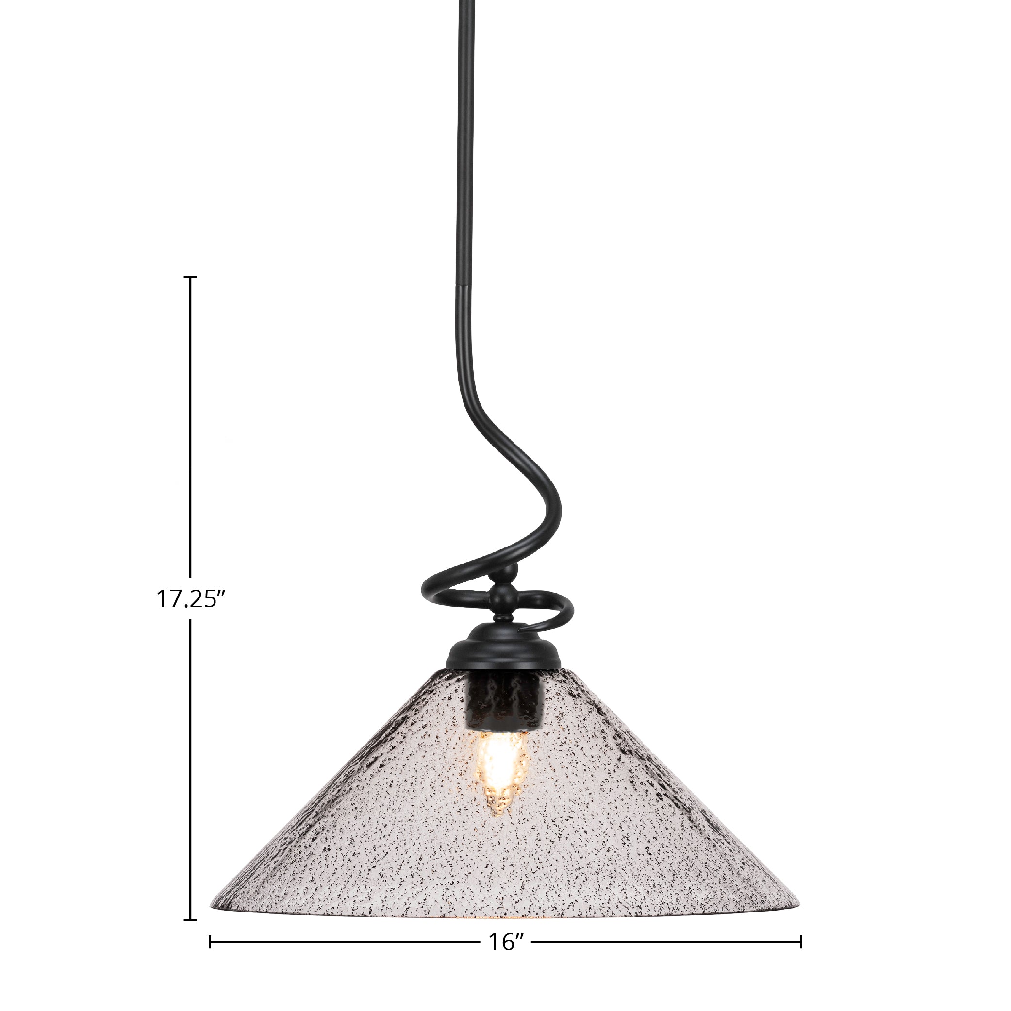 Capri One Light Pendant in Matte Black with 16" Smoke Bubble Shade