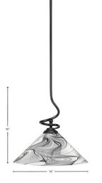 Capri One Light Pendant in Matte Black with 16" Onyx Swirl Shade