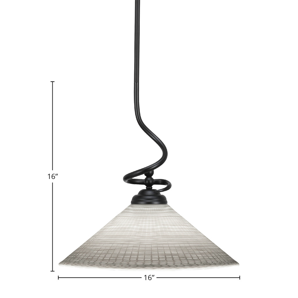 Capri One Light Pendant in Matte Black with 16" White Matrix Shade