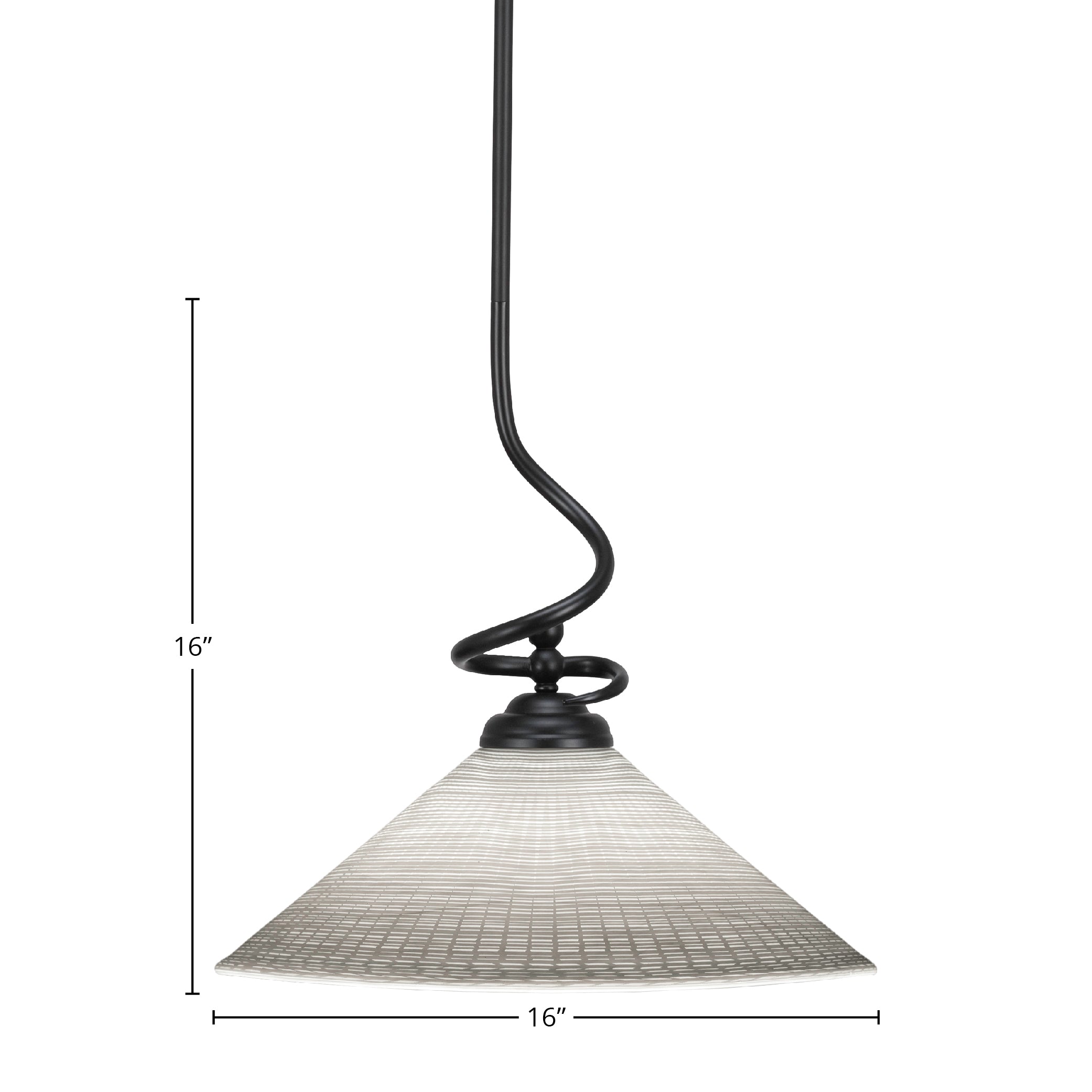 Capri One Light Pendant in Matte Black with 16" White Matrix Shade