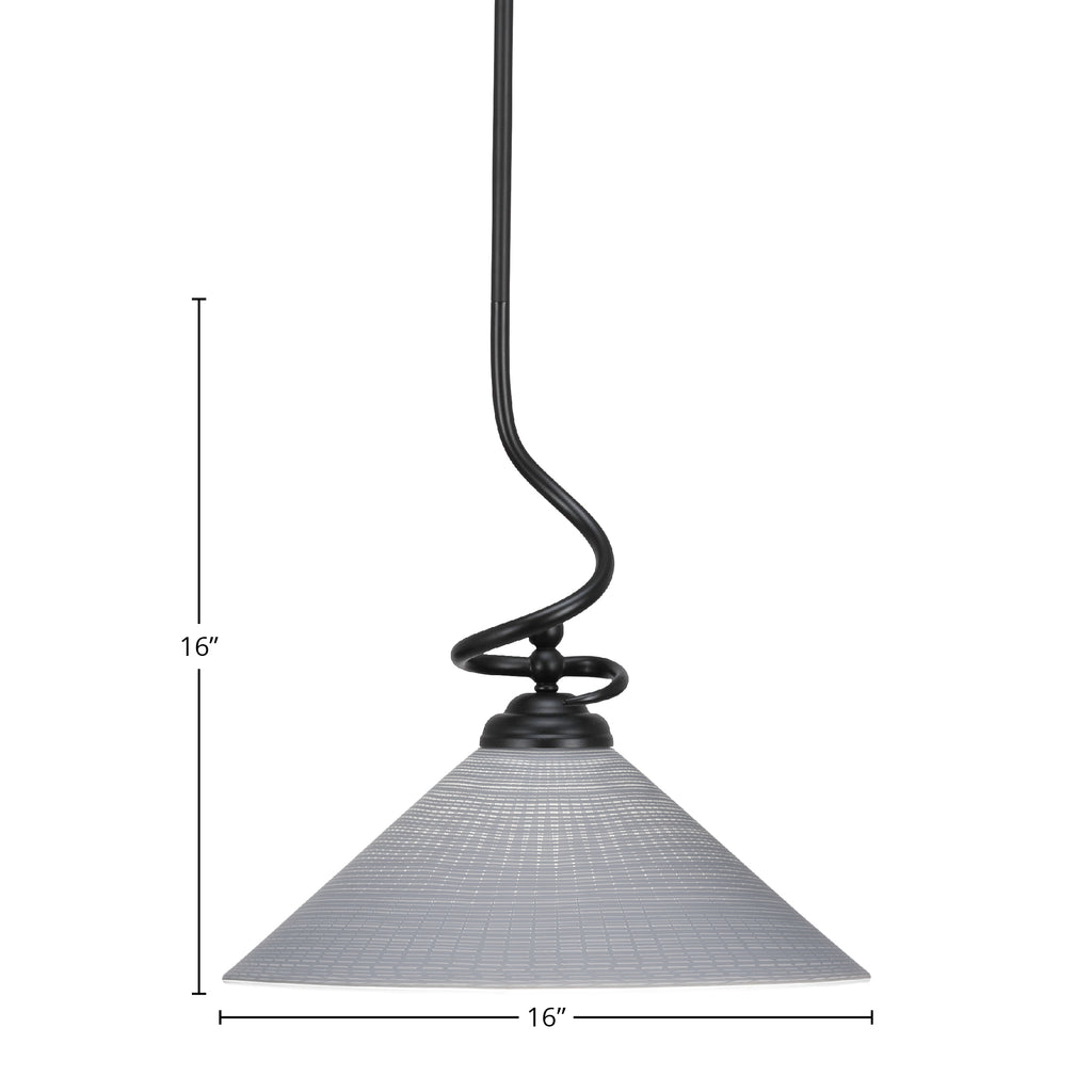 Capri One Light Pendant in Matte Black with 16" Gray Matrix Shade