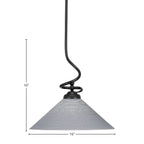 Capri One Light Pendant in Matte Black with 16" Gray Matrix Shade