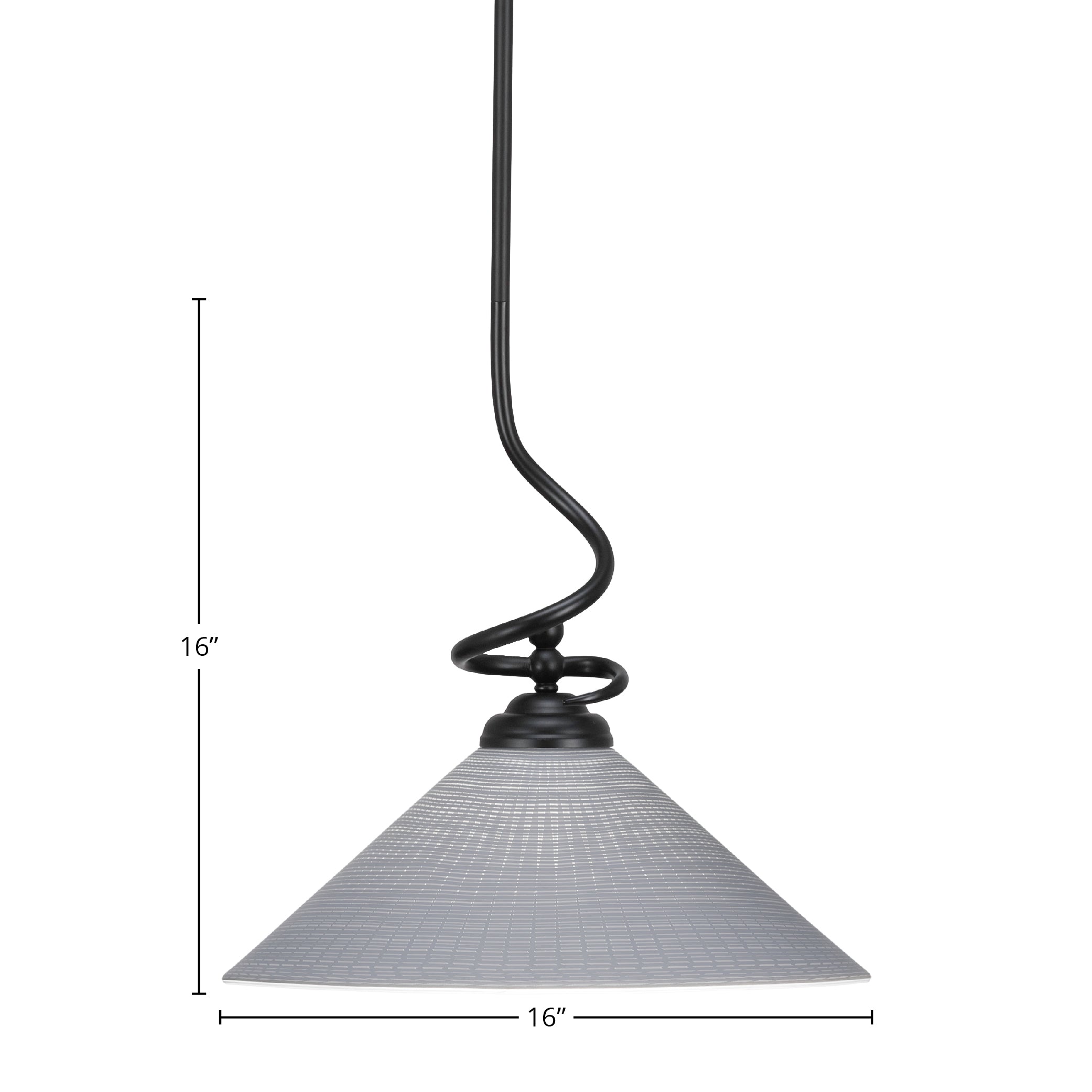 Capri One Light Pendant in Matte Black with 16" Gray Matrix Shade