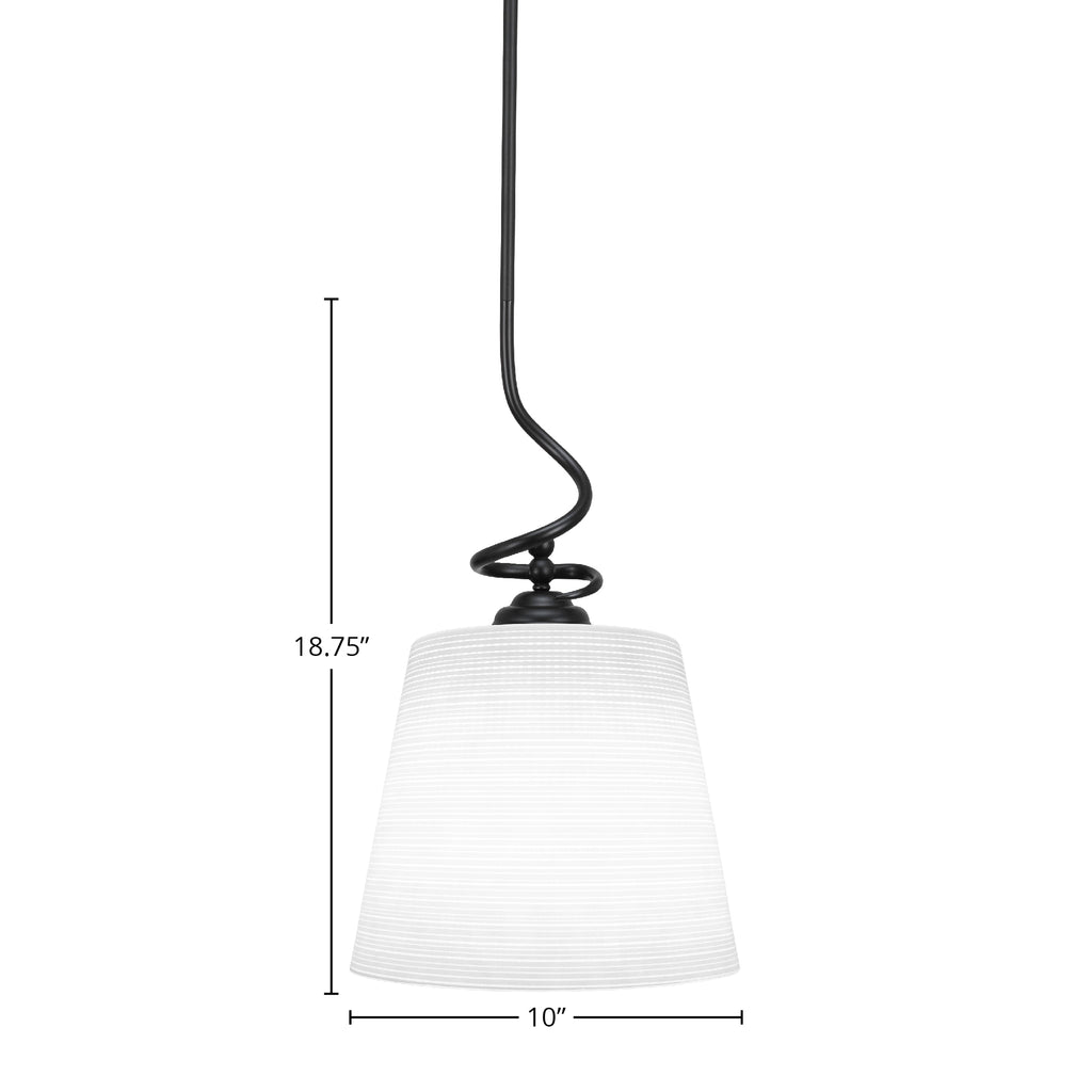 Capri One Light Pendant in Matte Black with 10" White Matrix Shade