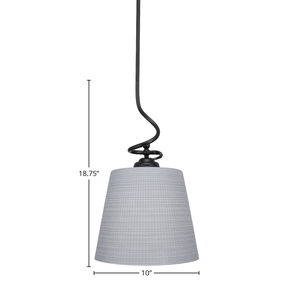 Capri One Light Pendant in Matte Black with 10" Gray Matrix Shade