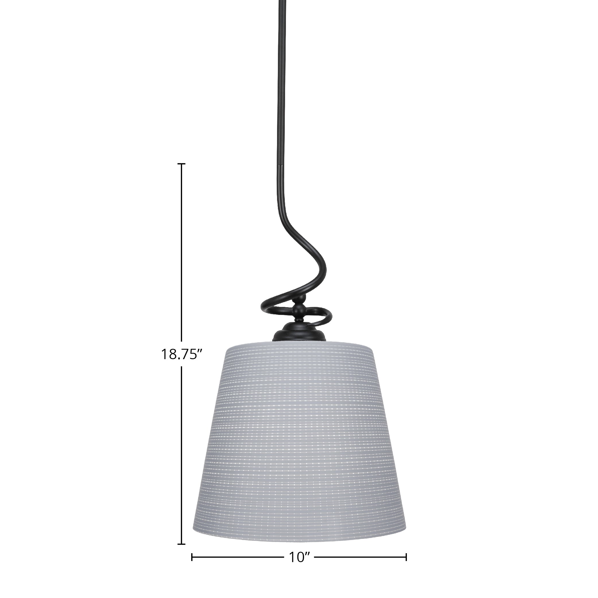 Capri One Light Pendant in Matte Black with 10" Gray Matrix Shade