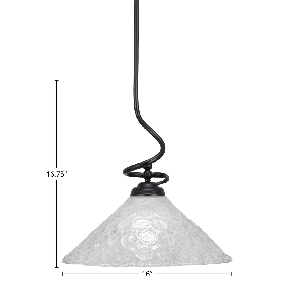 Capri One Light Pendant in Matte Black with 16" Italian Bubble Shade