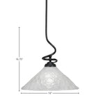 Capri One Light Pendant in Matte Black with 16" Italian Bubble Shade