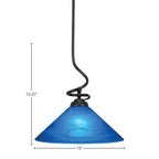 Capri One Light Pendant in Matte Black with 16" Blue Italian Shade