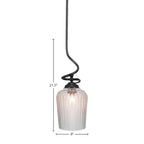 Capri One Light Pendant in Matte Black with 9" Clear Textured Shade