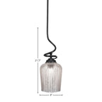 Capri One Light Pendant in Matte Black with 9" Silver Textured Shade
