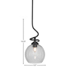Capri One Light Pendant in Matte Black with 9.5" Clear Bubble Shade