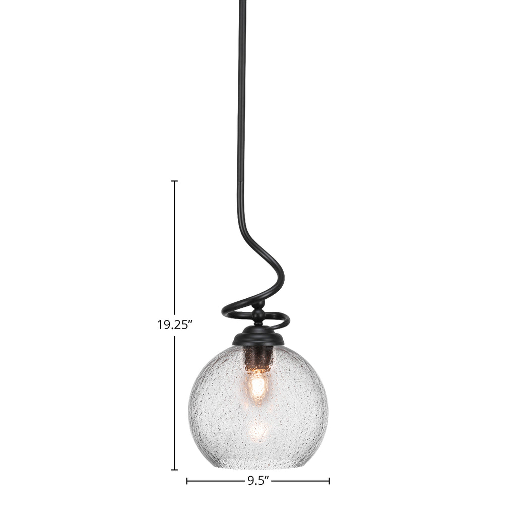 Capri One Light Pendant in Matte Black with 9.5" Smoke Bubble Shade