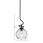 Capri One Light Pendant in Matte Black with 9.5" Smoke Bubble Shade
