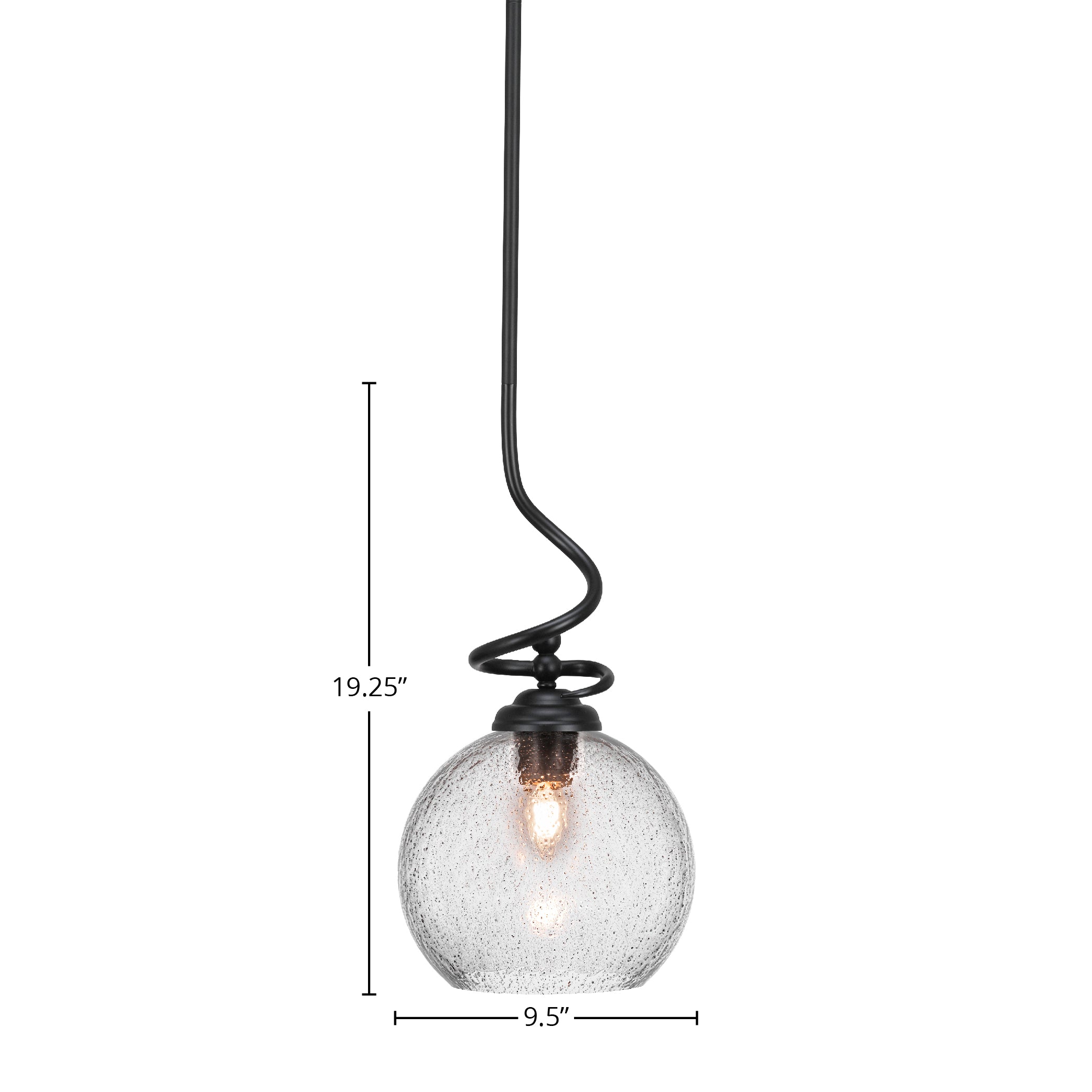 Capri One Light Pendant in Matte Black with 9.5" Smoke Bubble Shade