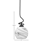 Capri One Light Pendant in Matte Black with 9.5" Onyx Swirl Shade