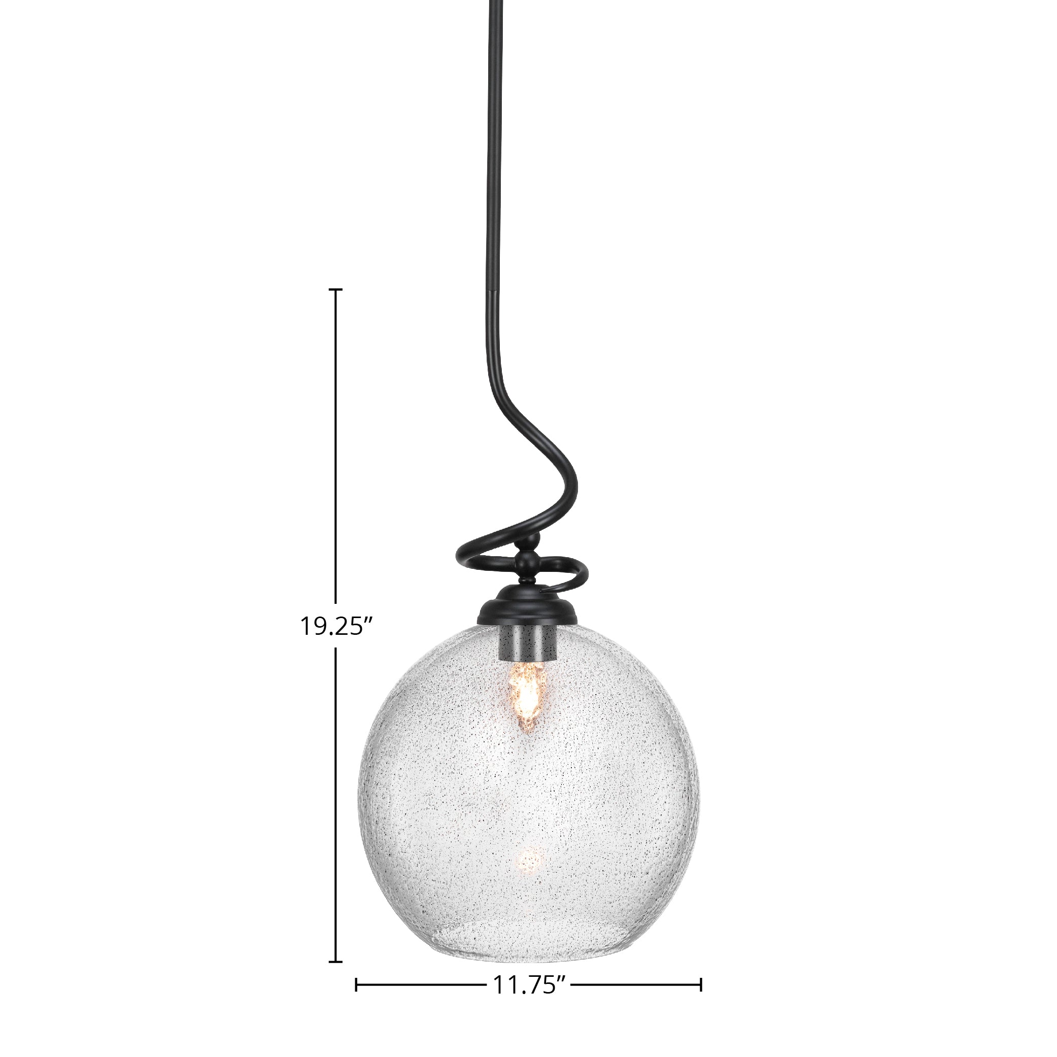 Capri One Light Pendant in Matte Black with 11.75" Smoke Bubble Shade