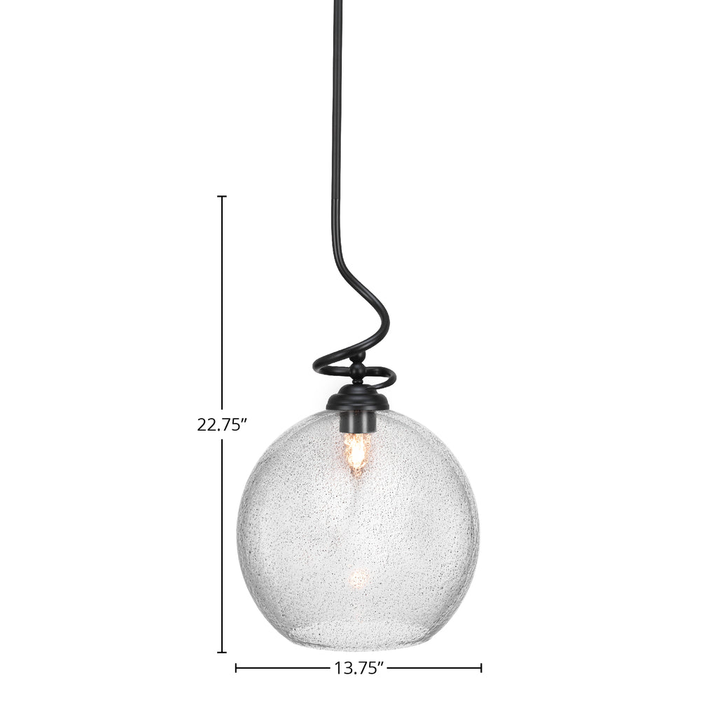 Capri One Light Pendant in Matte Black with 13.75" Smoke Bubble Shade