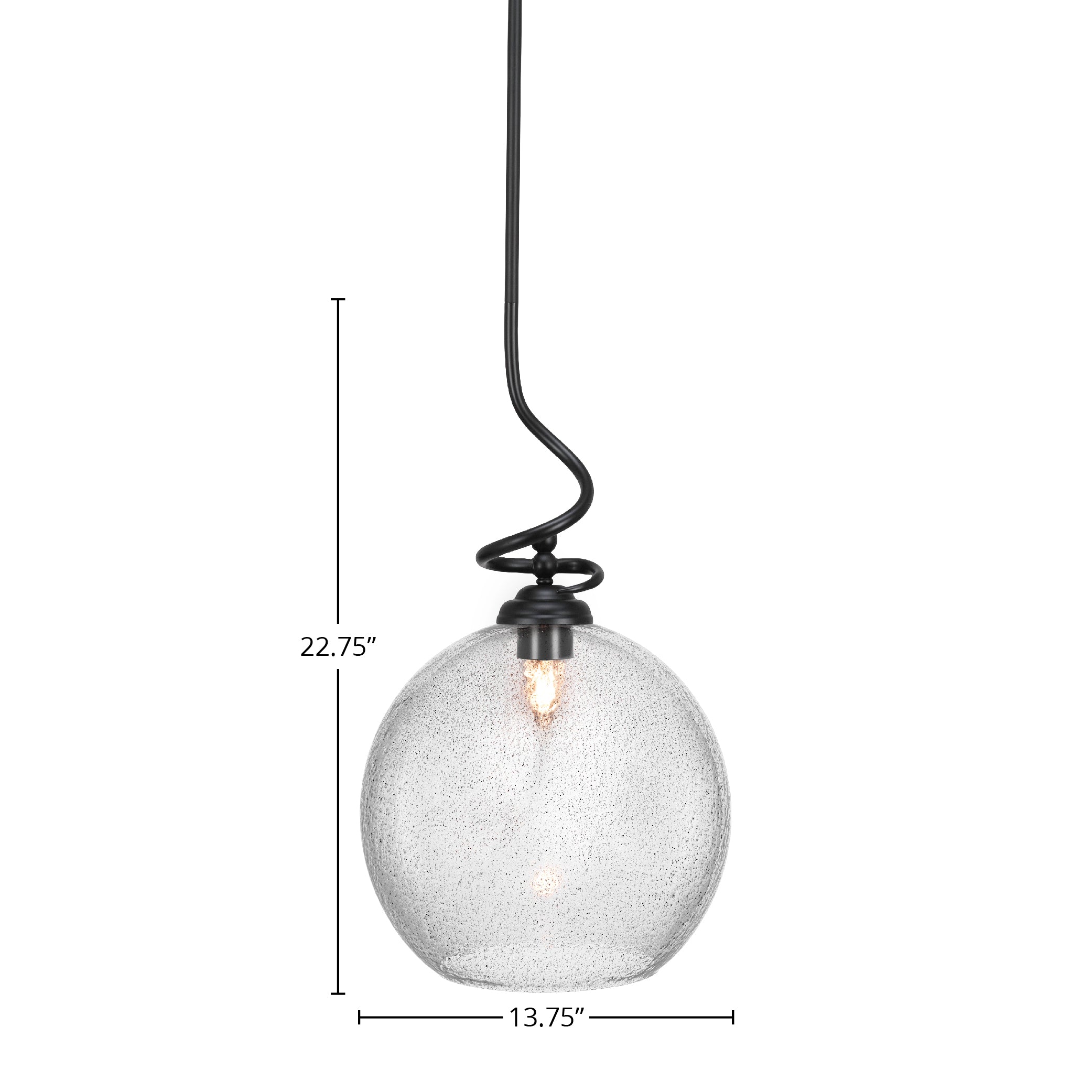 Capri One Light Pendant in Matte Black with 13.75" Smoke Bubble Shade