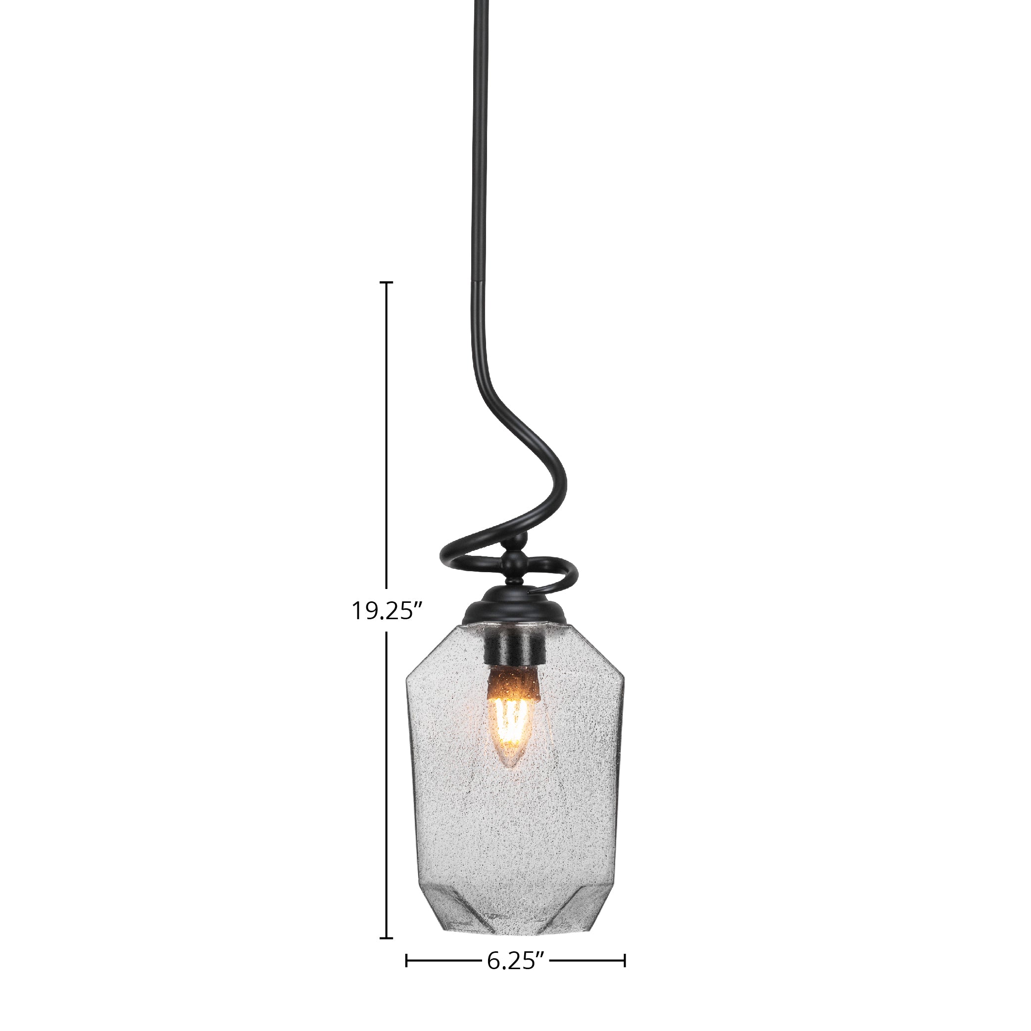 Capri One Light Pendant in Matte Black with 6.25" Smoke Shade