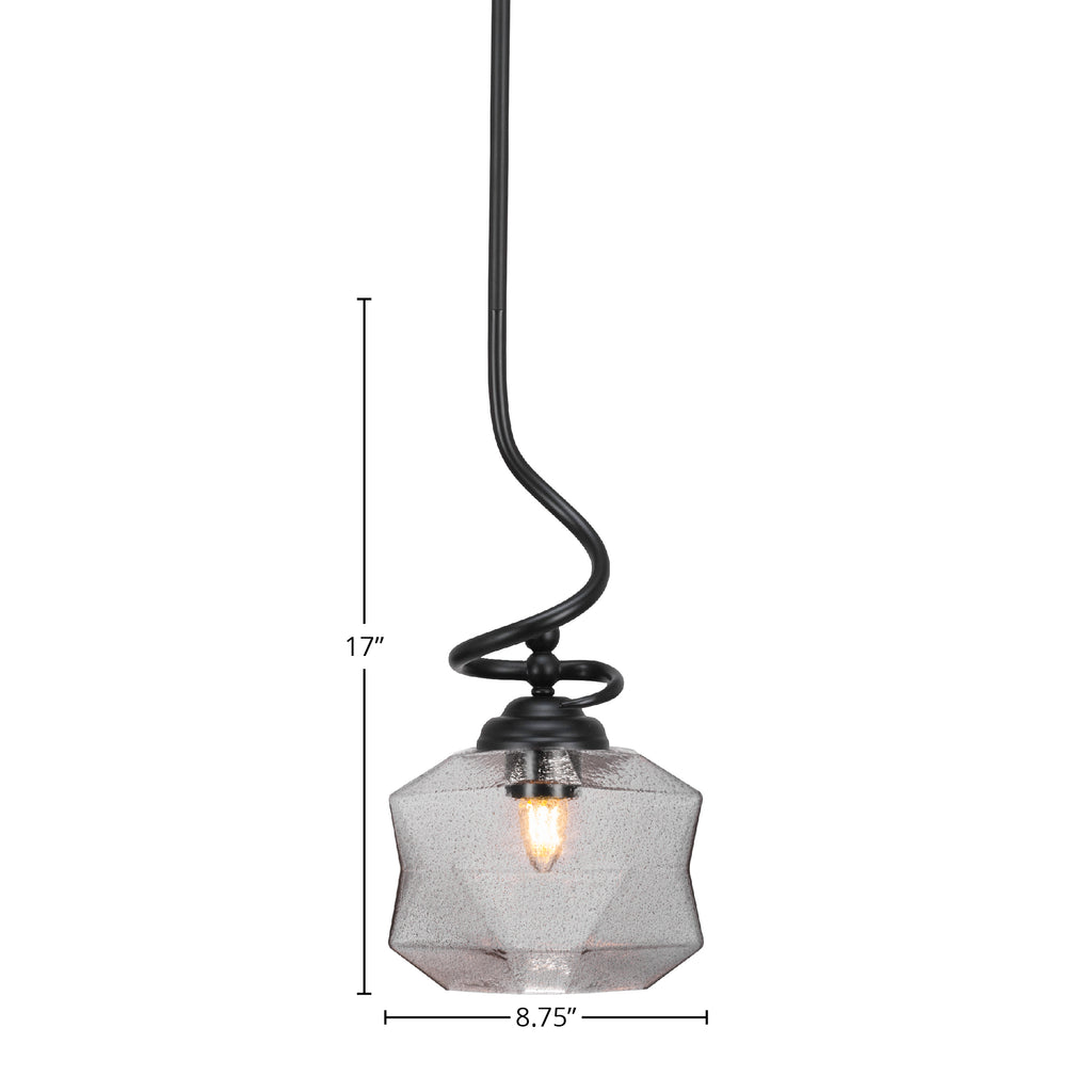 Capri One Light Pendant in Matte Black with 8.75" Smoke Shade