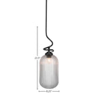 Capri One Light Pendant in Matte Black with 8.25" Micro Bubble Ribbed Shade