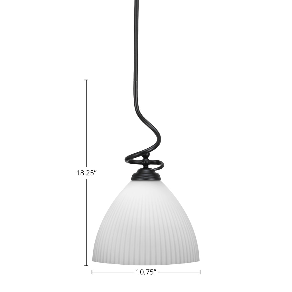 Capri One Light Pendant in Matte Black with 10.75" Opal Frosted Shade