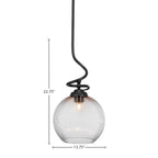 Capri One Light Pendant in Matte Black with 13.75" Micro Bubble Ribbed Shade