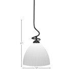 Capri One Light Pendant in Matte Black with 14" Opal Frosted Shade