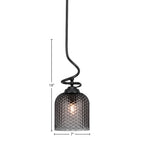 Capri One Light Pendant in Matte Black with 7" Smoke Textured Shade