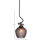 Capri One Light Pendant in Matte Black with 9" Smoke Textured Shade