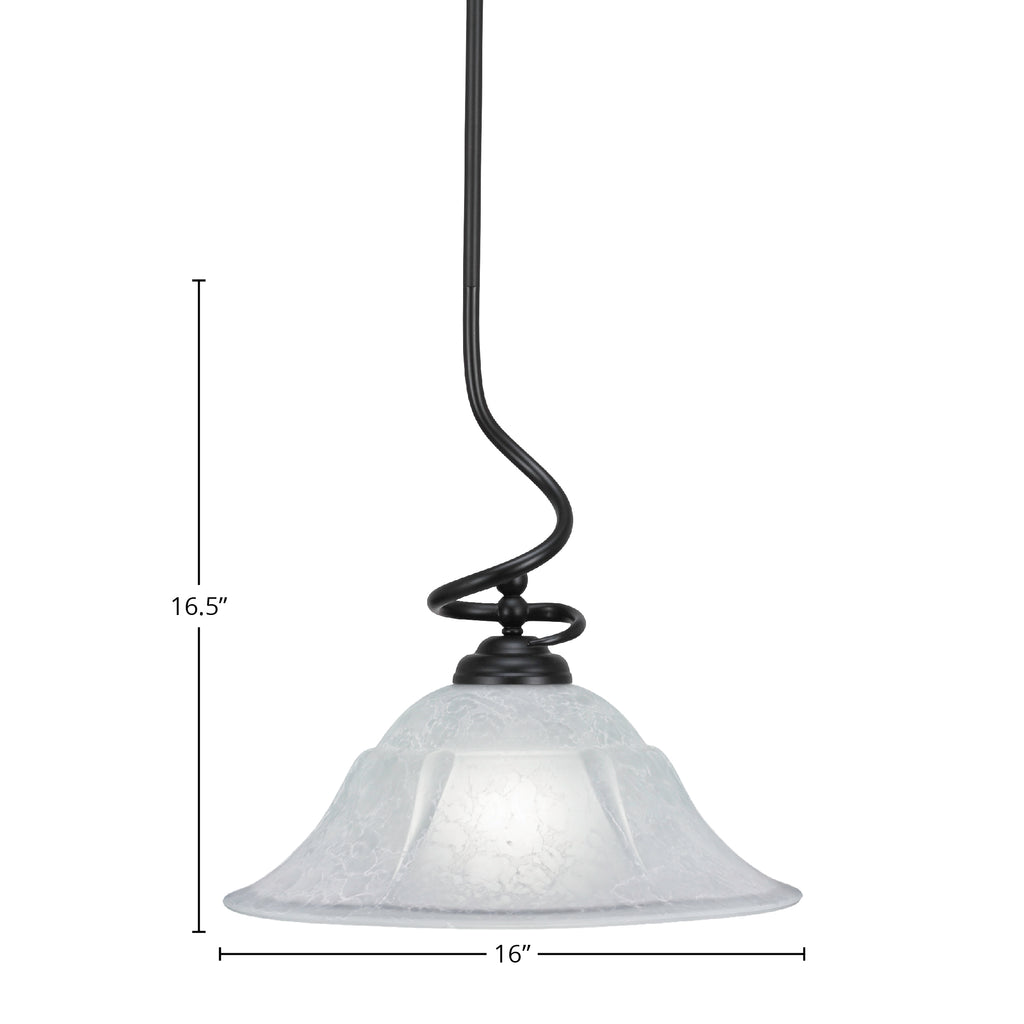 Capri One Light Pendant in Matte Black with 16" White Marble Shade